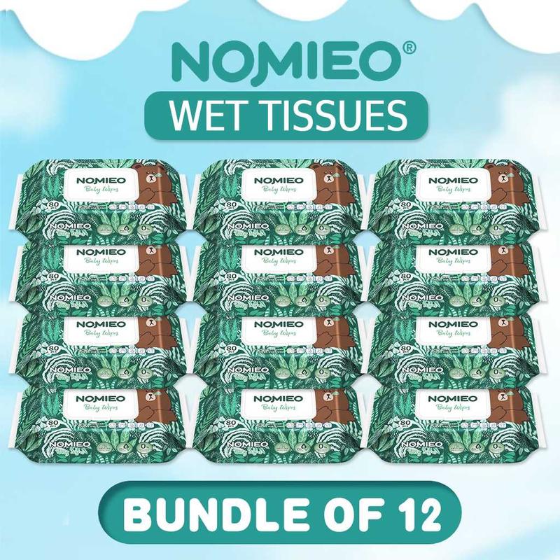 Nomieo Baby Pure Water Wet Wipes 80pcs per pack | Gentle & Safe • Hypoallergenic • Dermatologist Tested • Compact On-the-Go