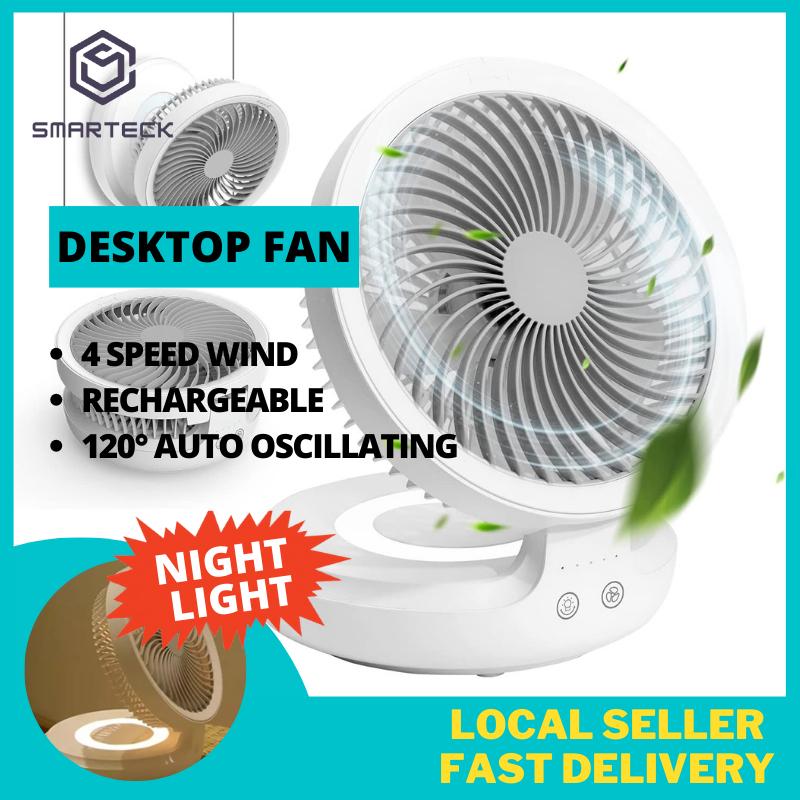 Auto Oscillating Fan Remote Ceiling 4000Mah USB Rechargeable Night Light Wind Hanging Desk Fan