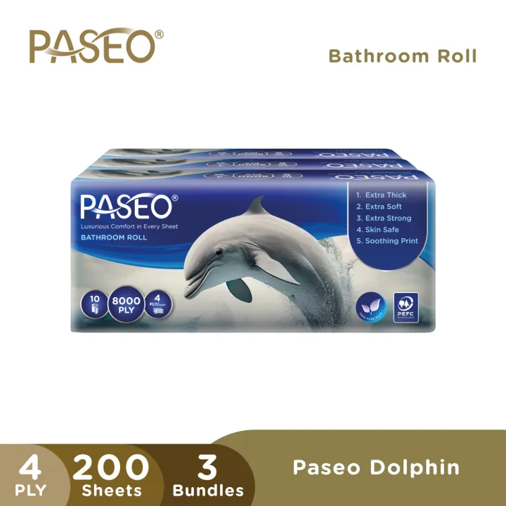 [BEST SELLER] 1 X Paseo Dolphin Toilet Roll 4 ply 200s 30 rolls